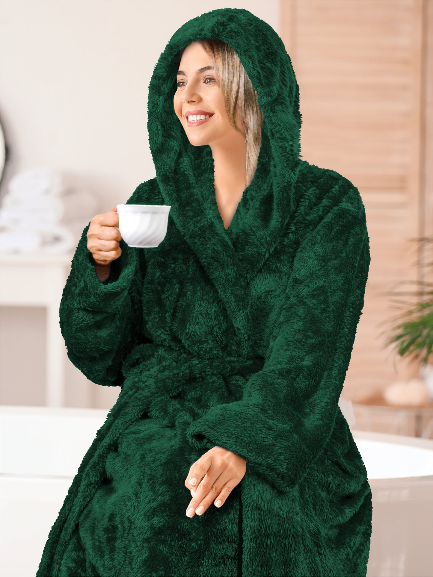 Women's Sherpa Fluffy Robe with Hood