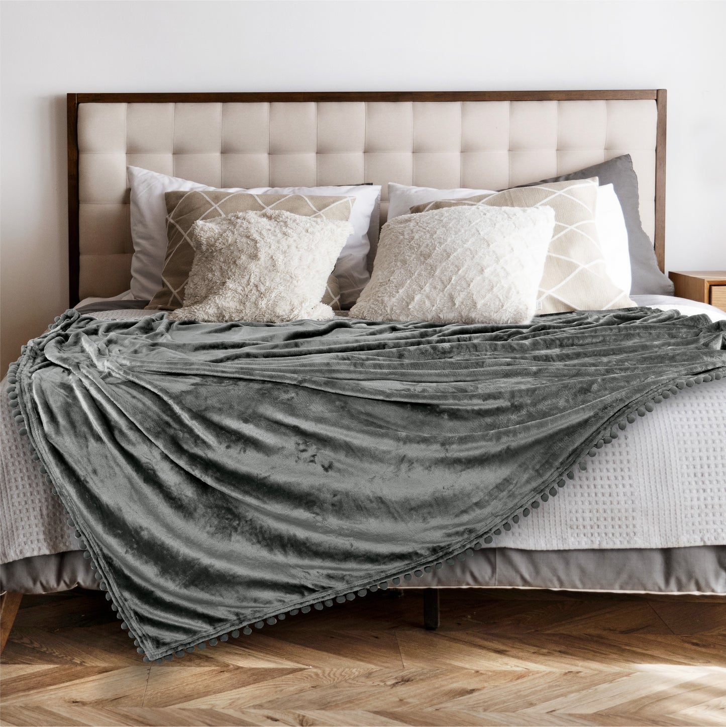 Pom Pom Fringe Throw Blanket