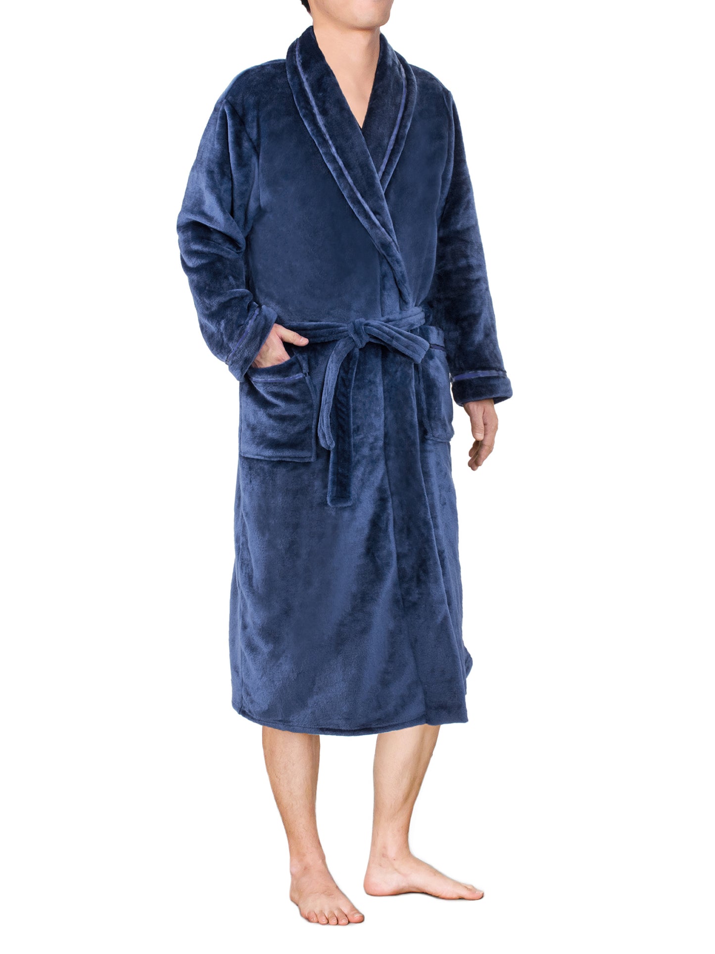 Men's Satin Trim Fleece Robe