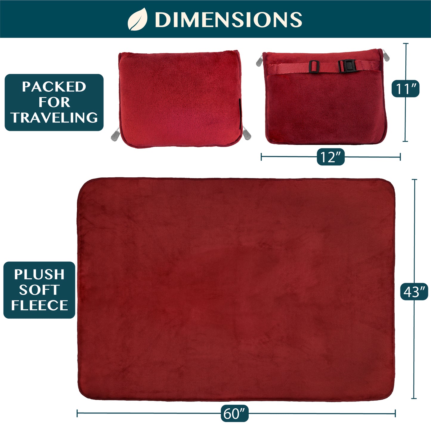 Premium Fleece Travel Blanket Pillow