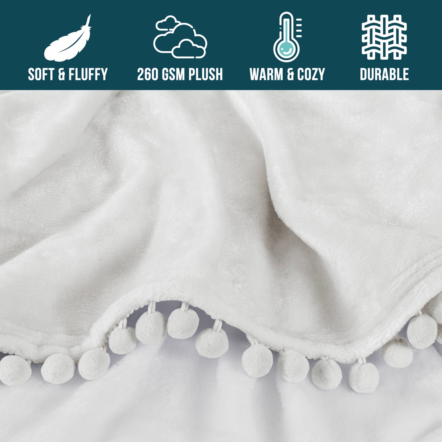 Pom Pom Fringe Throw Blanket