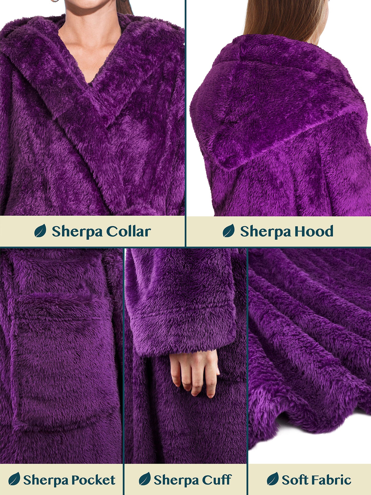 Women's Sherpa Fluffy Robe with Hood