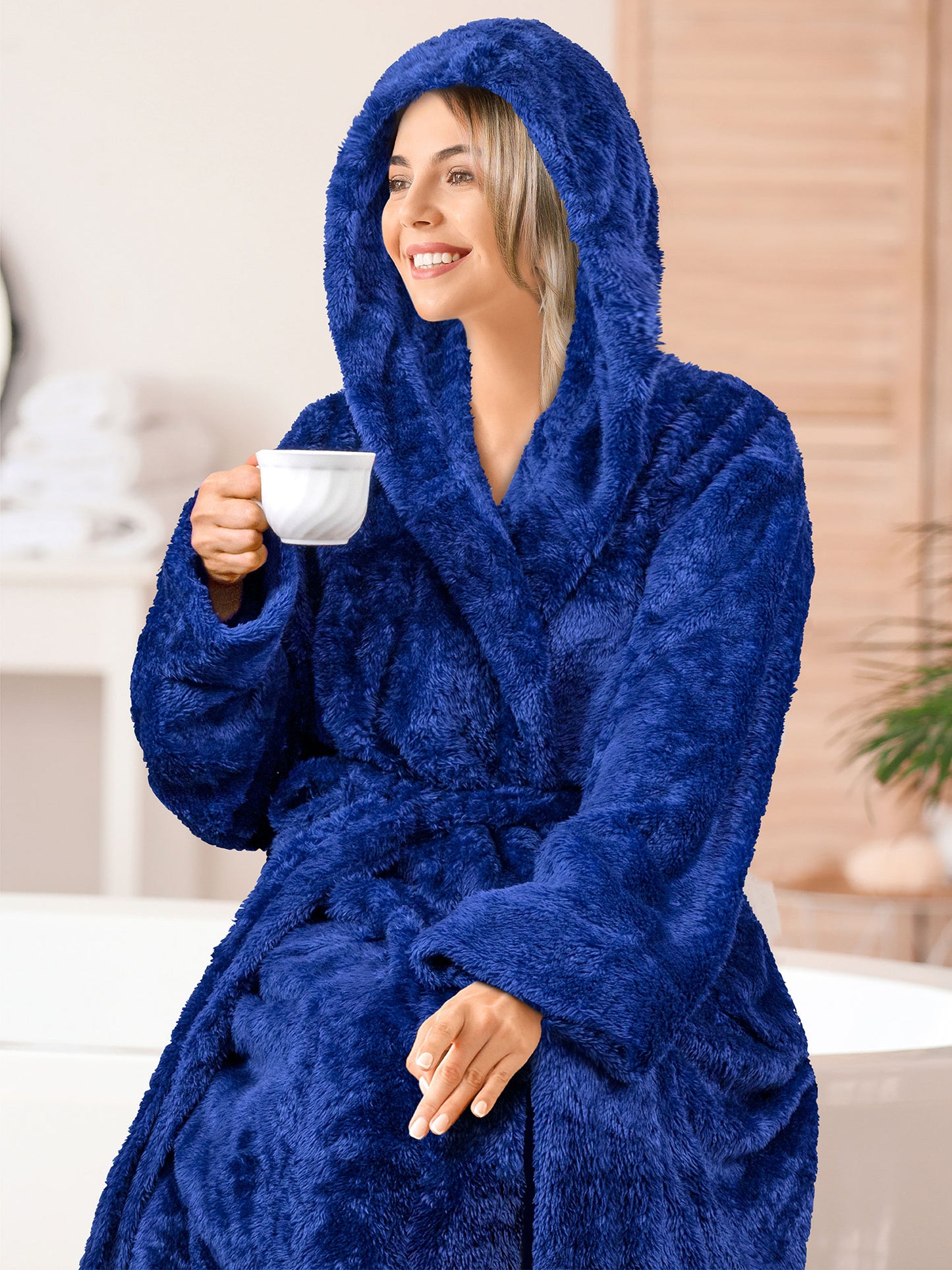 Women's Sherpa Fluffy Robe with Hood