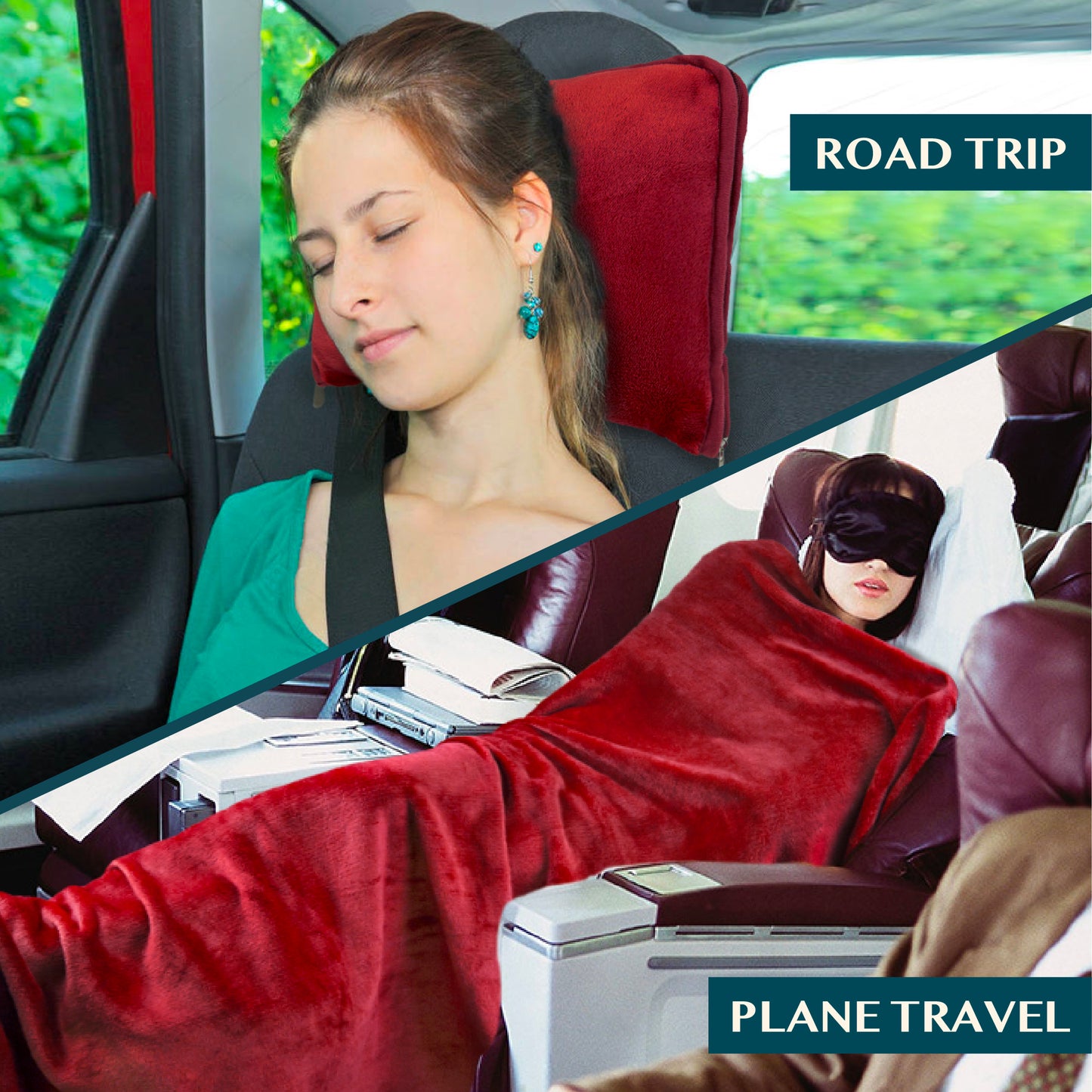 Premium Fleece Travel Blanket Pillow