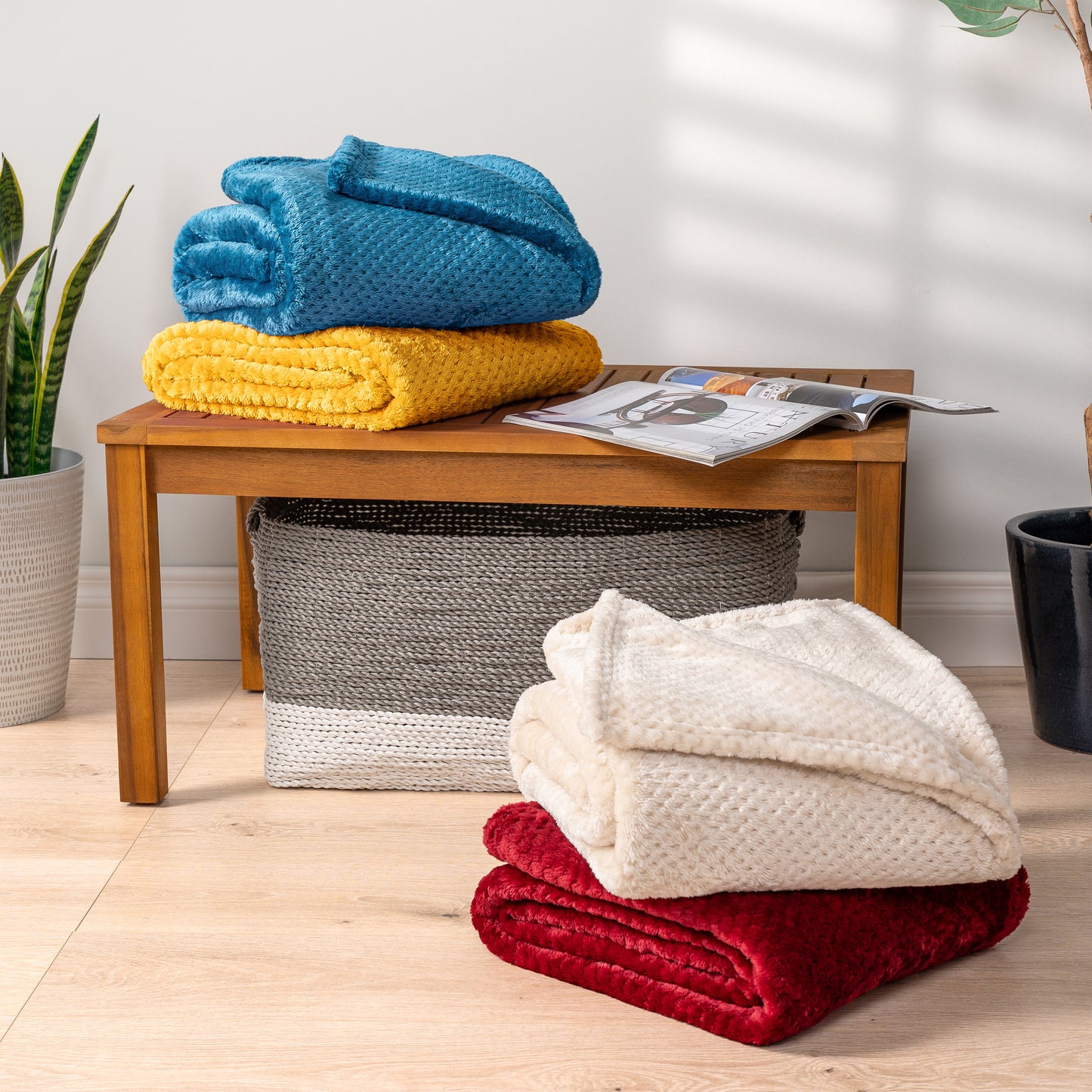 Waffle Textured Fleece Blanket