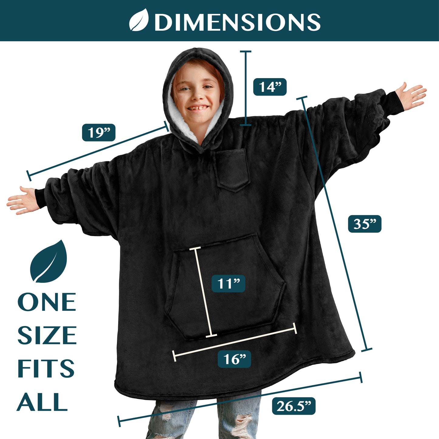 Kid's Chest Pocket Sherpa Hoodie Blanket - Kangaroo Pocket