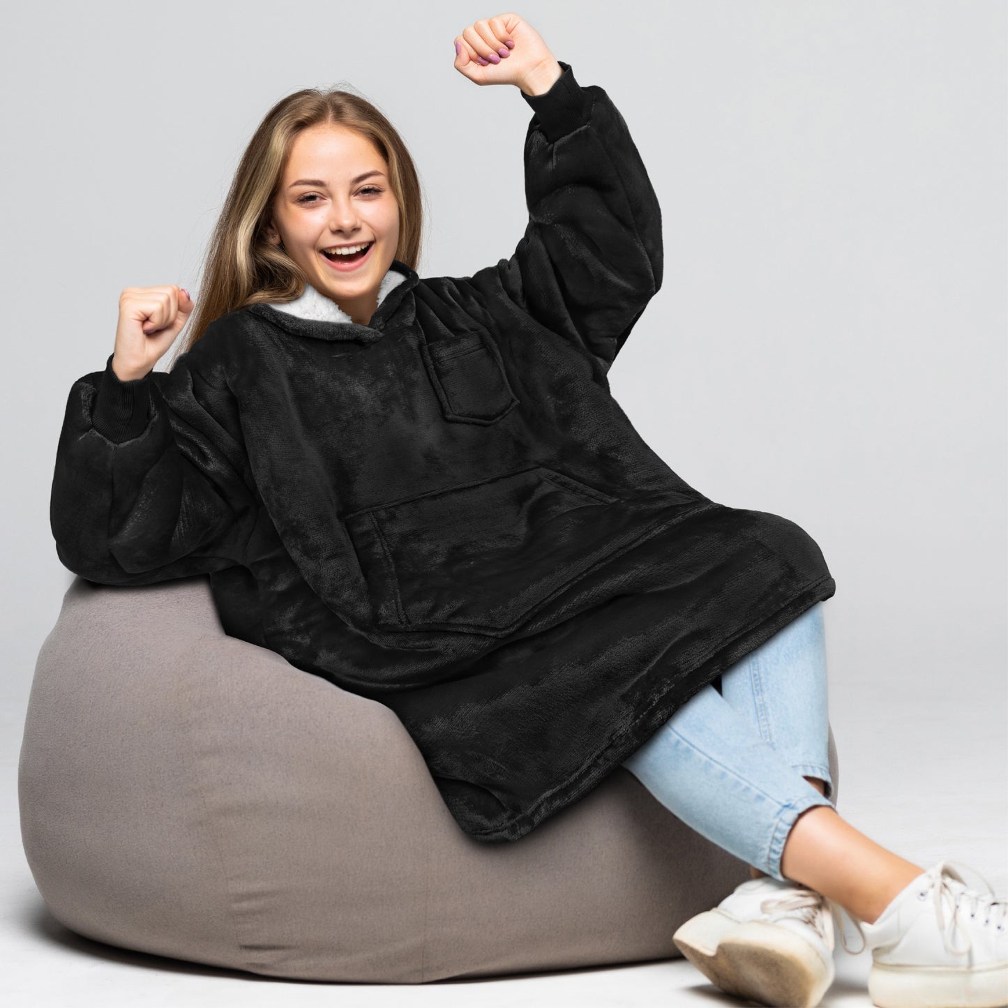 Kid's Chest Pocket Sherpa Hoodie Blanket - Kangaroo Pocket