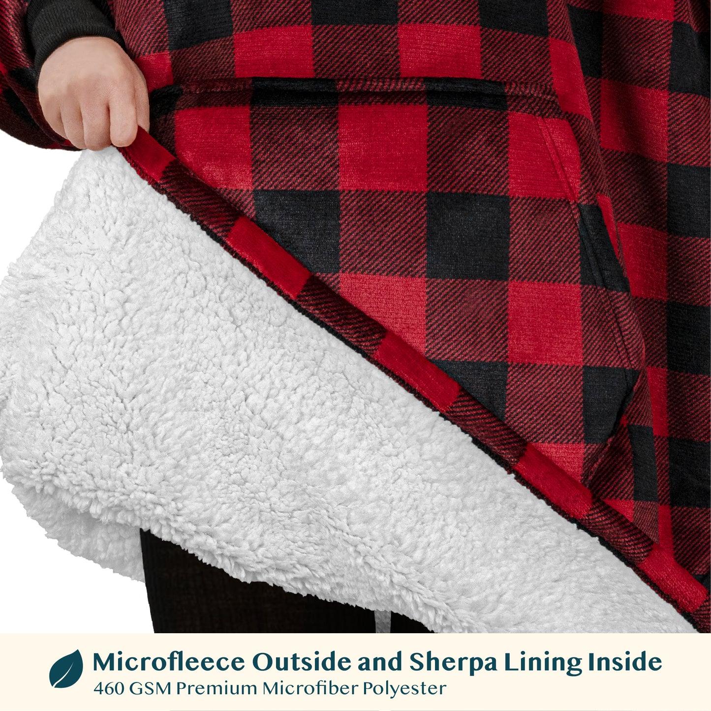Kid's Chest Pocket Sherpa Hoodie Blanket - Kangaroo Pocket