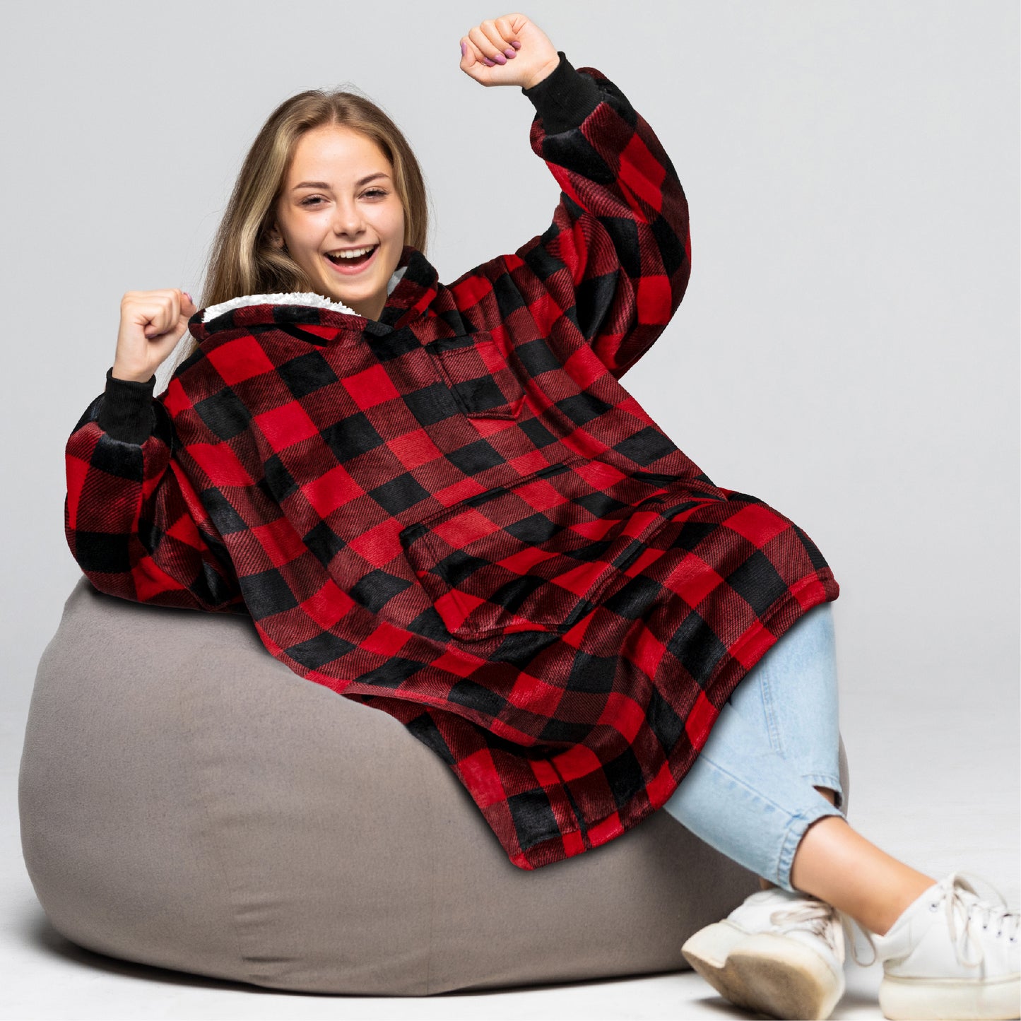 Kid's Chest Pocket Sherpa Hoodie Blanket - Kangaroo Pocket
