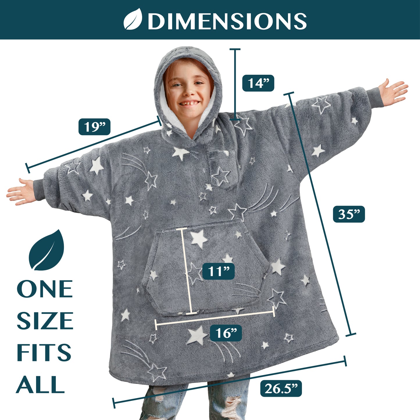 Kid's Chest Pocket Sherpa Hoodie Blanket - Kangaroo Pocket
