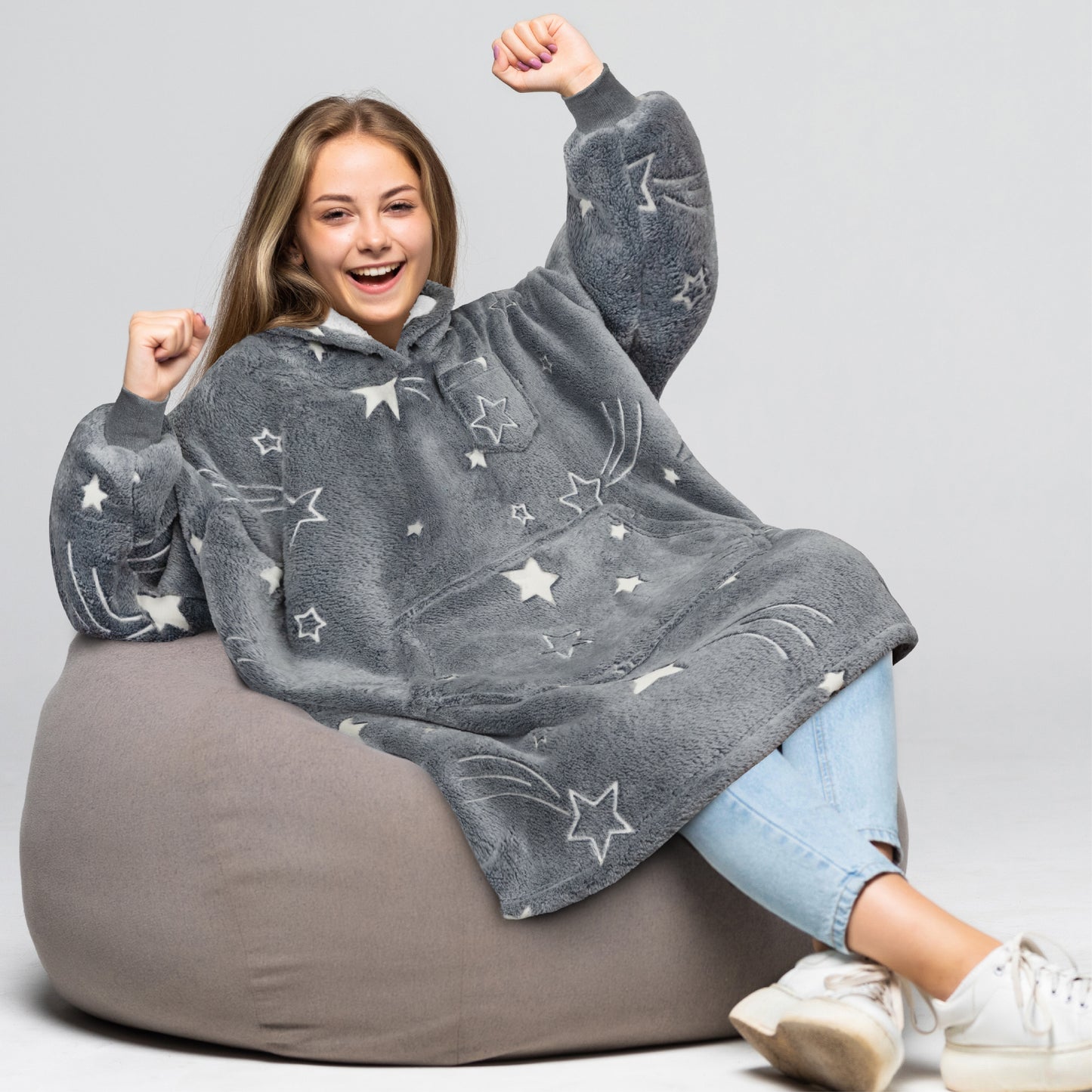 Kid's Chest Pocket Sherpa Hoodie Blanket - Kangaroo Pocket