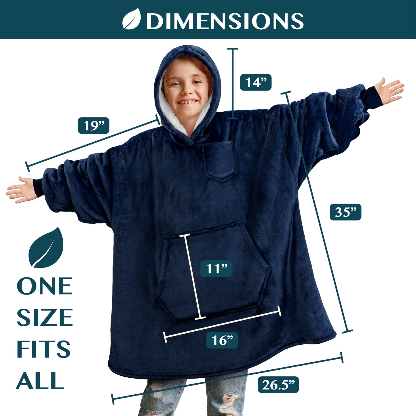 Kid's Chest Pocket Sherpa Hoodie Blanket - Kangaroo Pocket