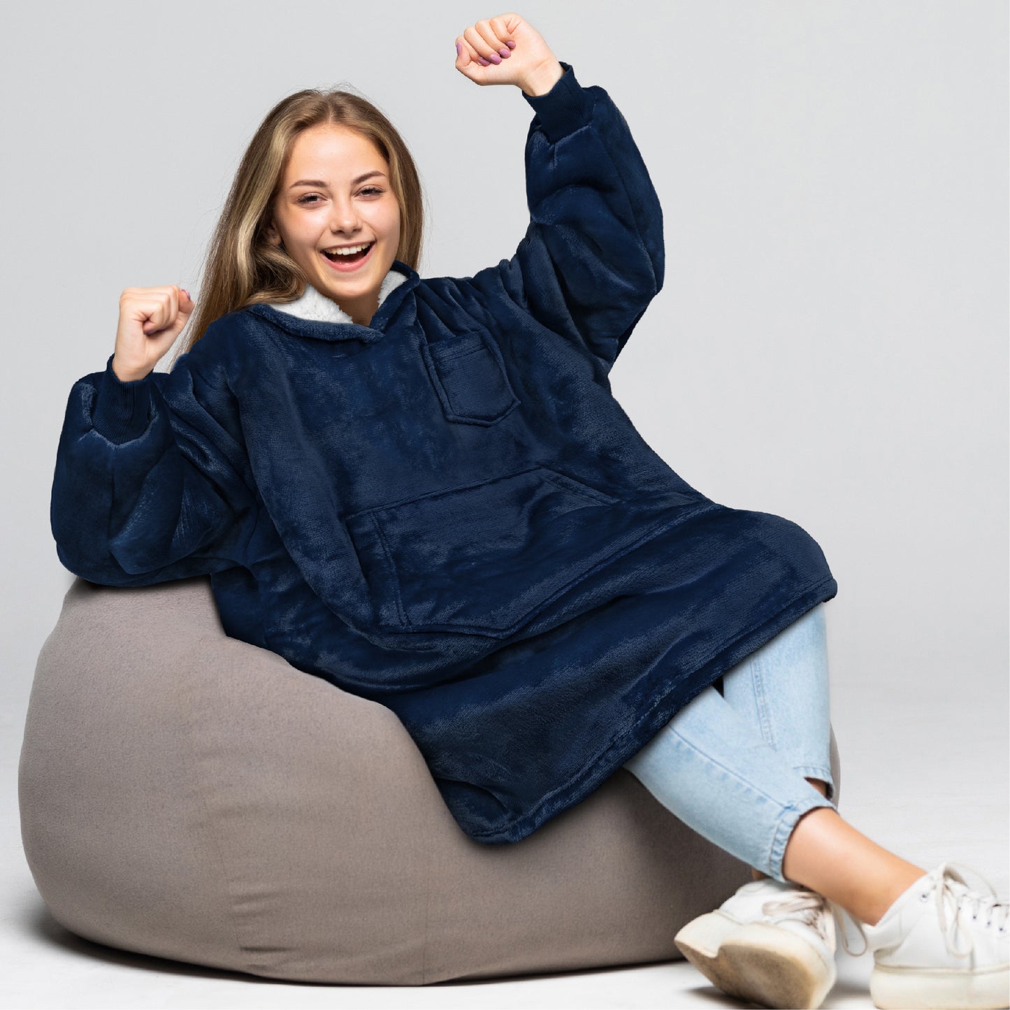 Kid's Chest Pocket Sherpa Hoodie Blanket - Kangaroo Pocket