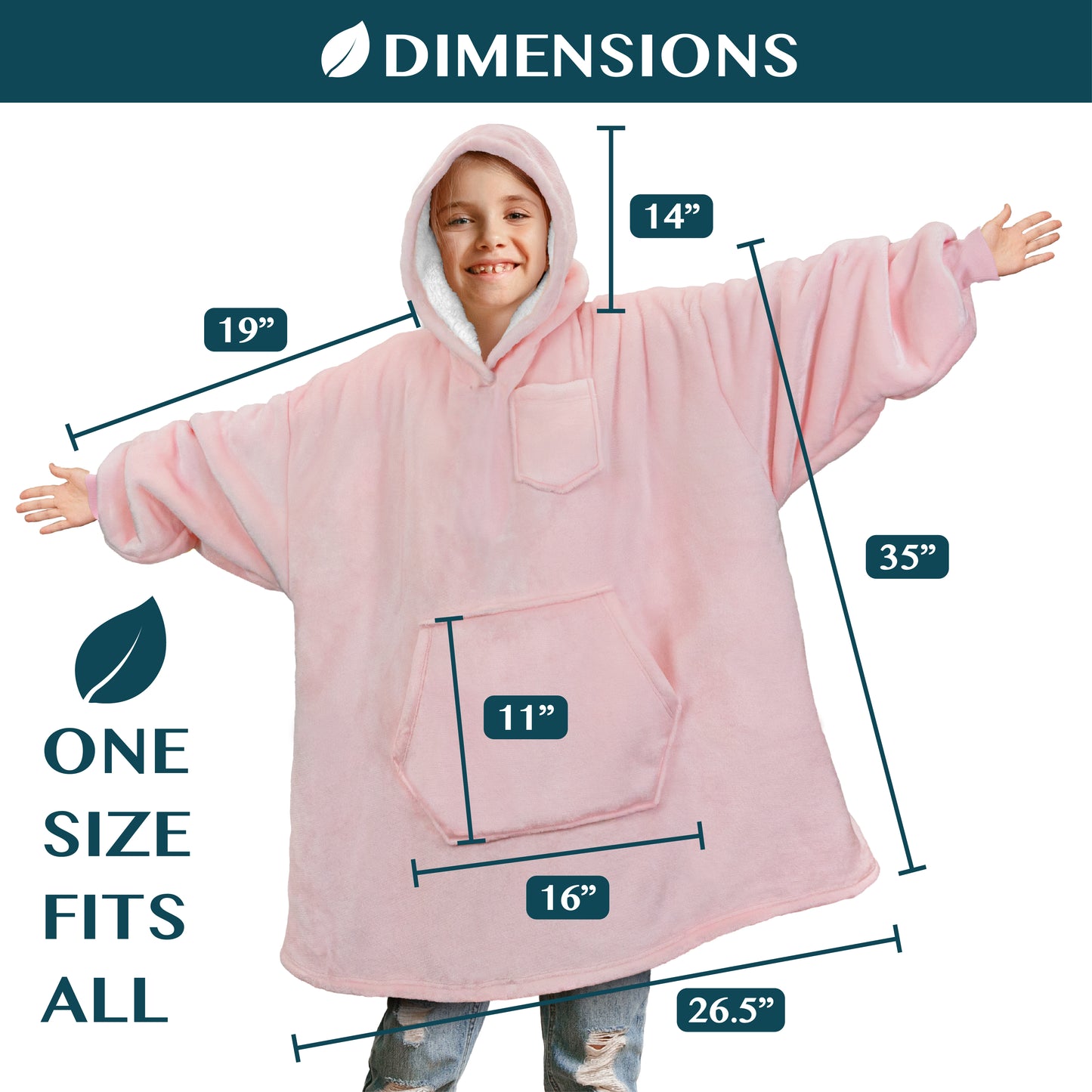 Kid's Chest Pocket Sherpa Hoodie Blanket - Kangaroo Pocket