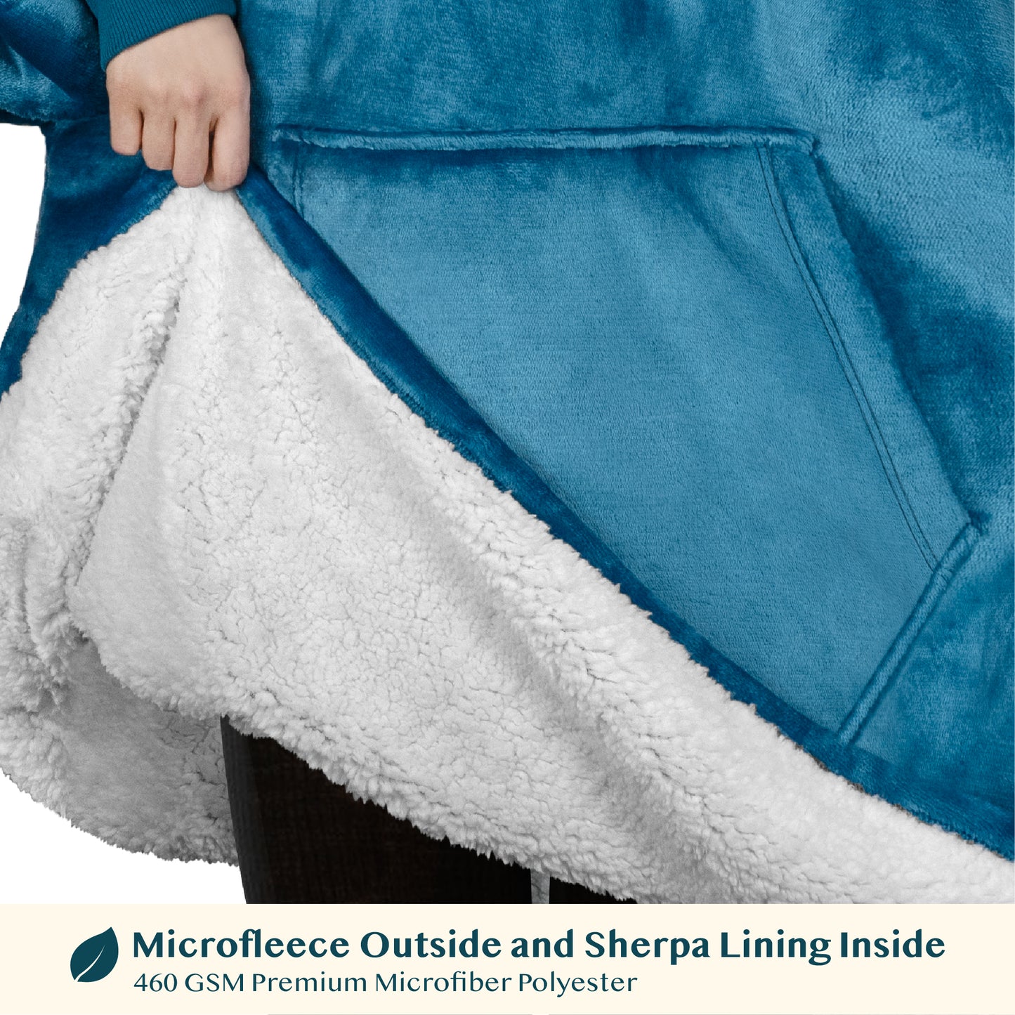 Kid's Chest Pocket Sherpa Hoodie Blanket - Kangaroo Pocket