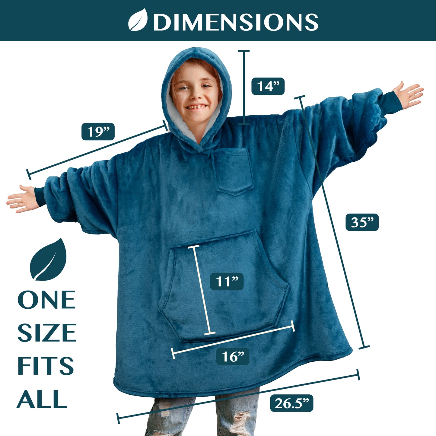 Kid's Chest Pocket Sherpa Hoodie Blanket - Kangaroo Pocket