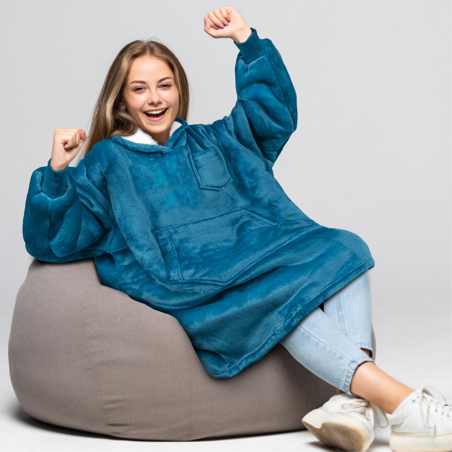 Kid's Chest Pocket Sherpa Hoodie Blanket - Kangaroo Pocket