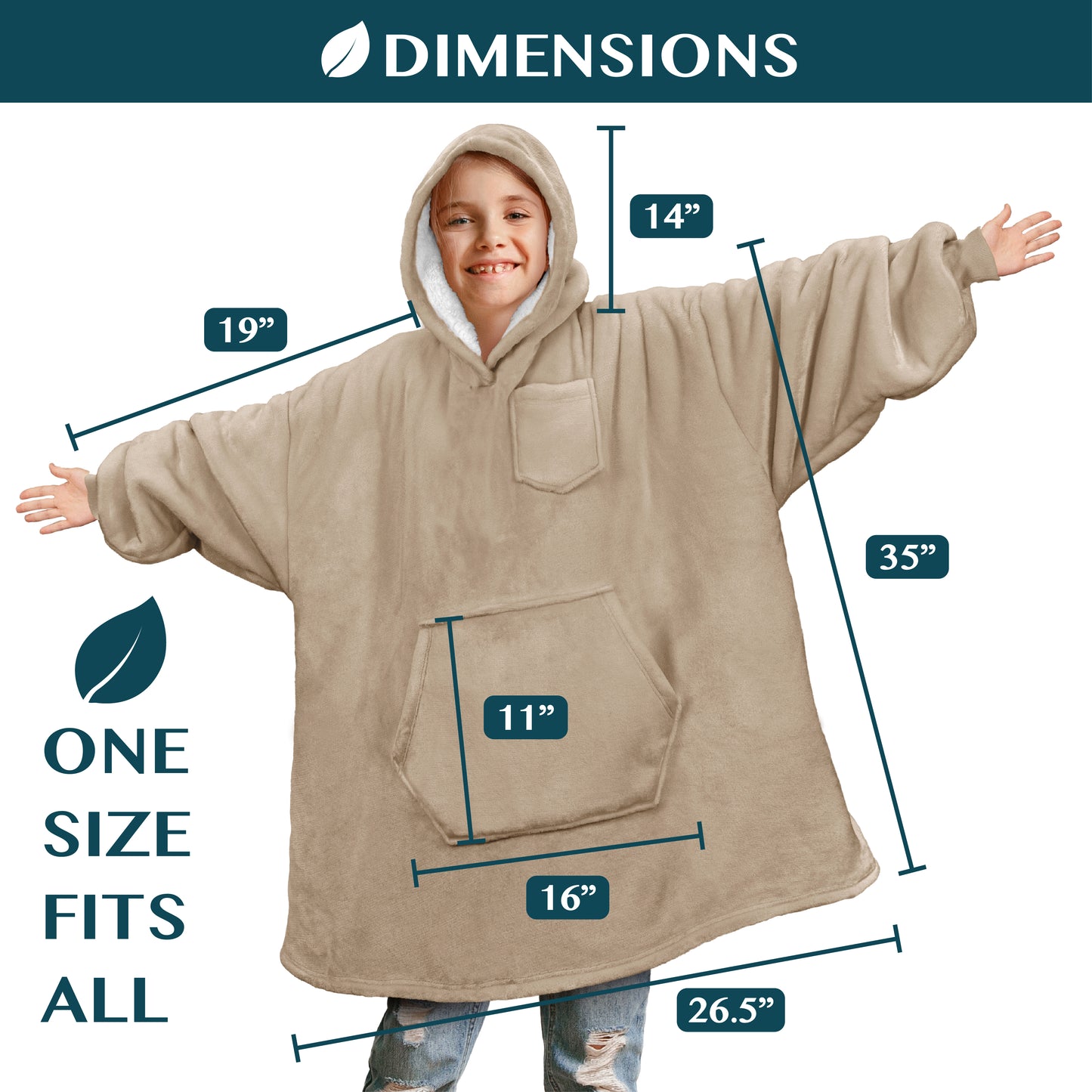 Kid's Chest Pocket Sherpa Hoodie Blanket - Kangaroo Pocket