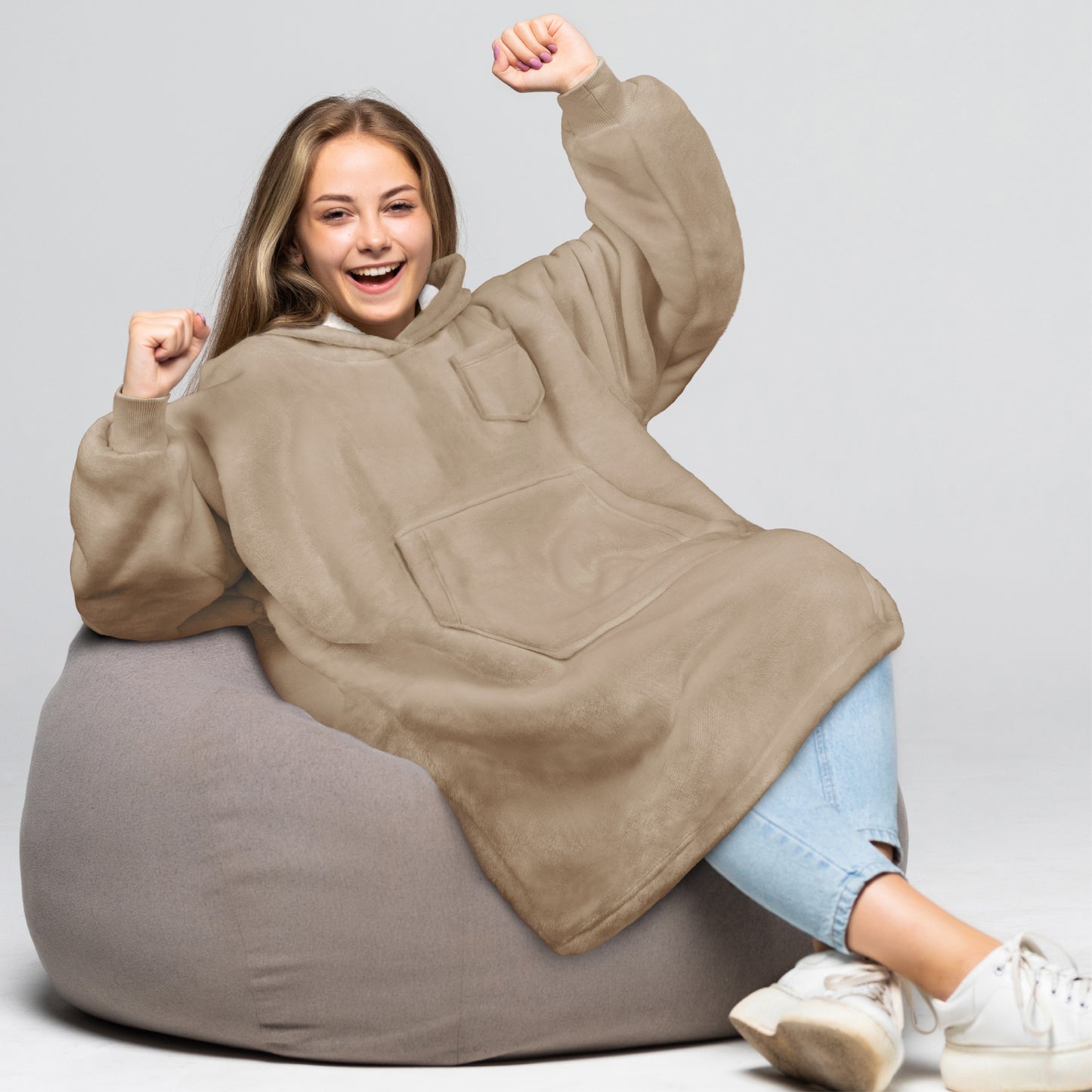 Kid's Chest Pocket Sherpa Hoodie Blanket - Kangaroo Pocket
