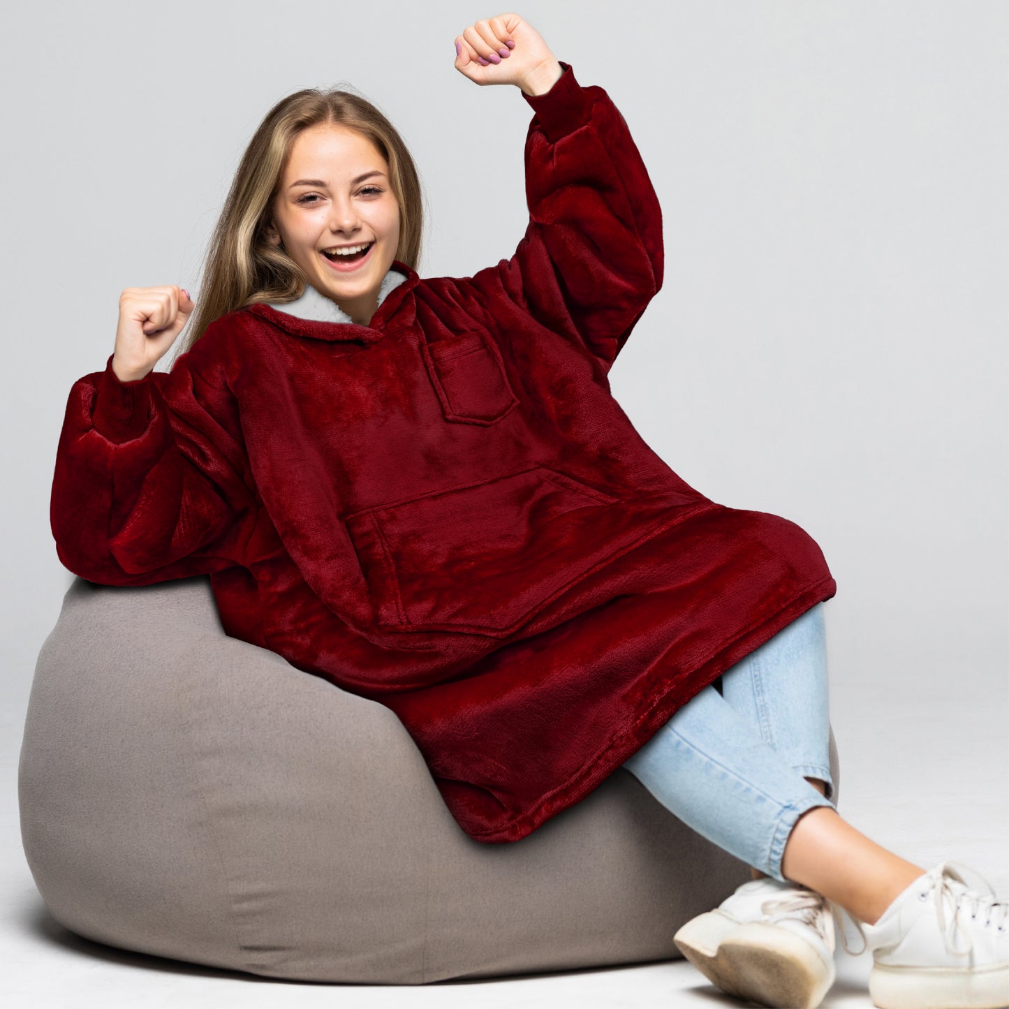 Kid's Chest Pocket Sherpa Hoodie Blanket - Kangaroo Pocket