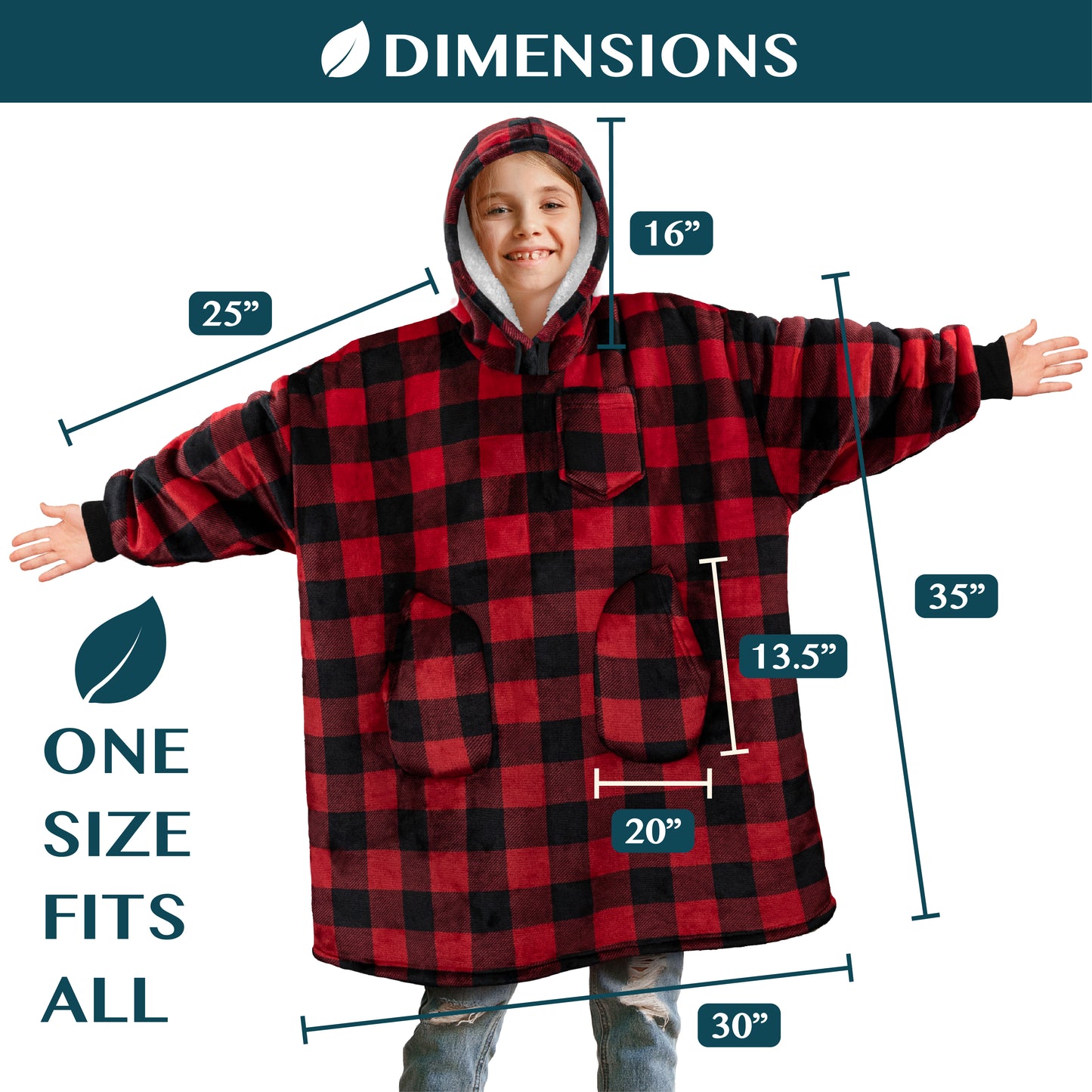 Kid's Chest Pocket Sherpa Hoodie Blanket - Patch Pocket