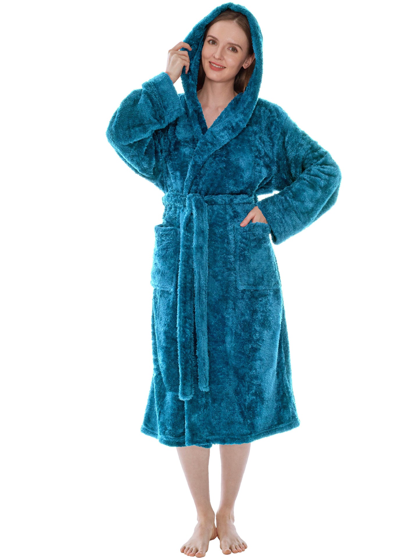 Women's Sherpa Fluffy Robe with Hood