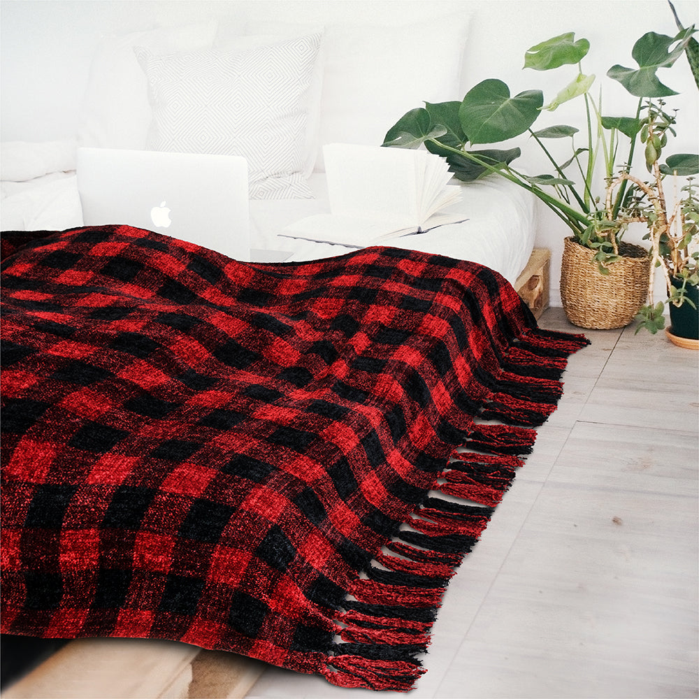 Chenille Tassel Fringe Throw Blanket
