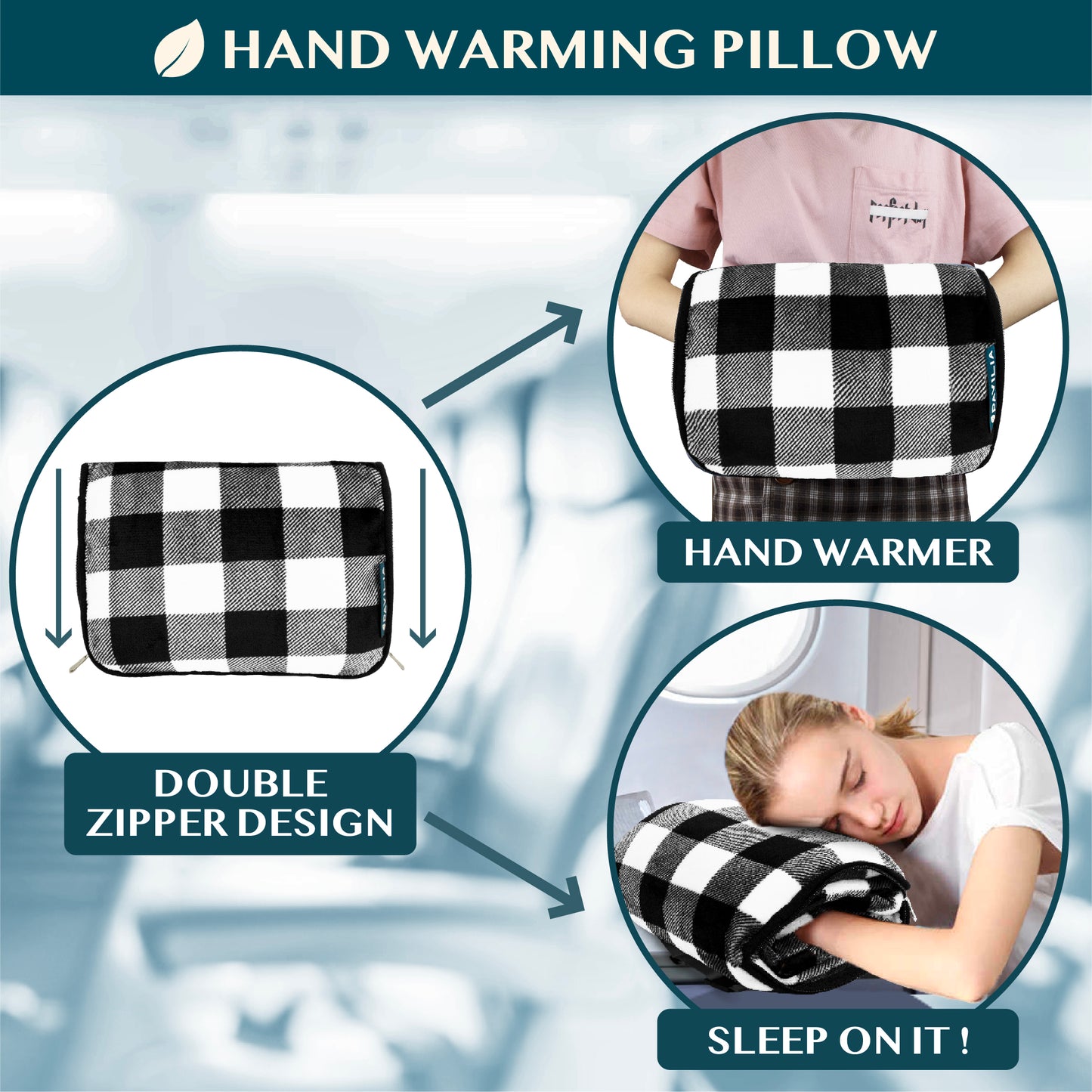 Premium Fleece Travel Blanket Pillow