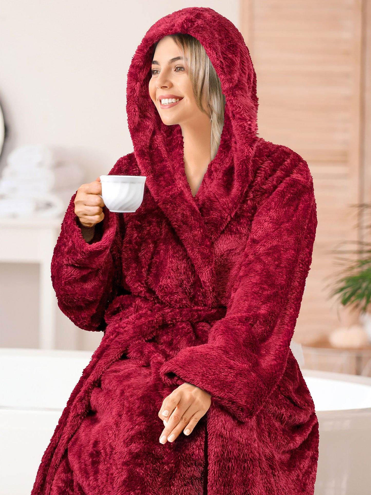 Women's Sherpa Fluffy Robe with Hood