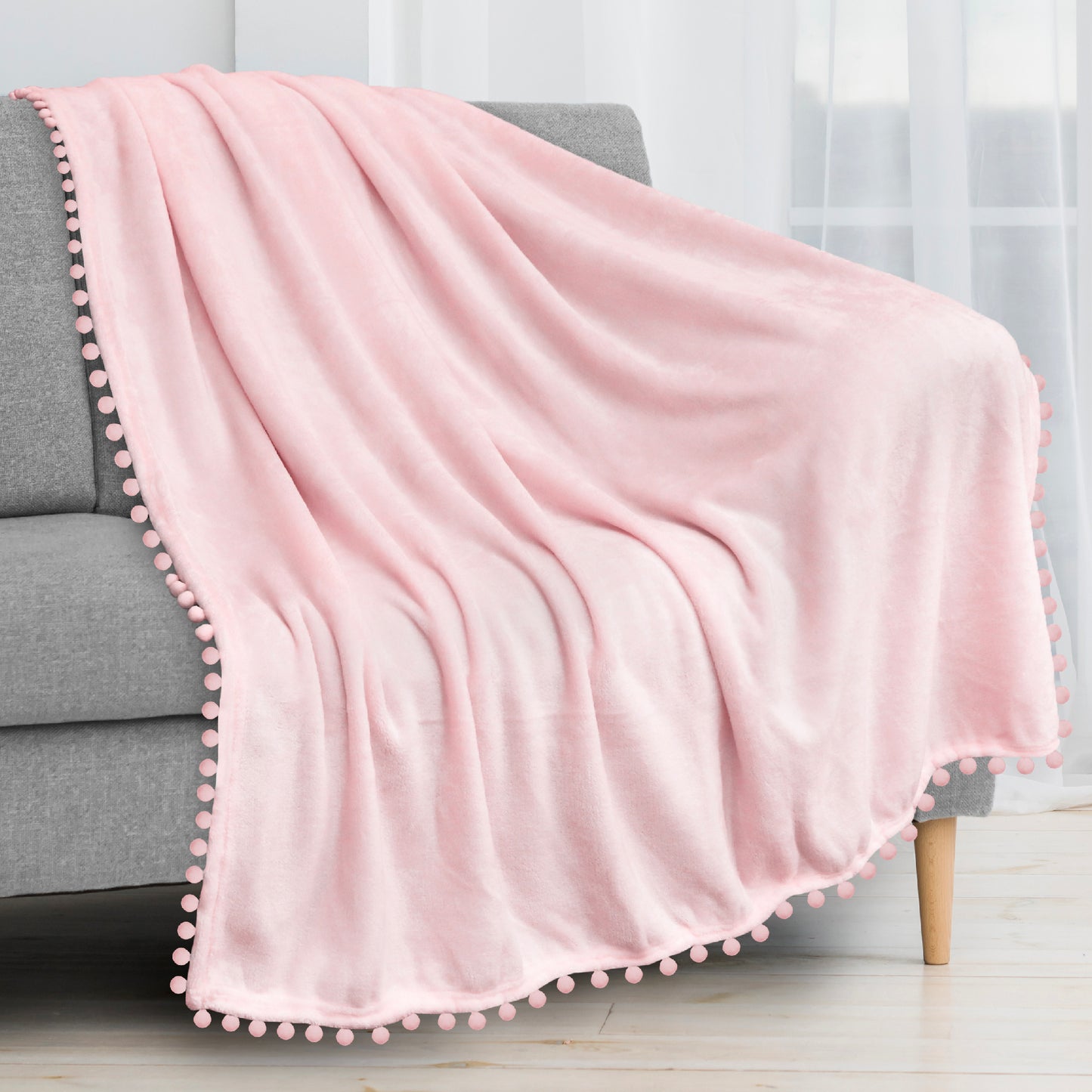 Pom Pom Fringe Throw Blanket