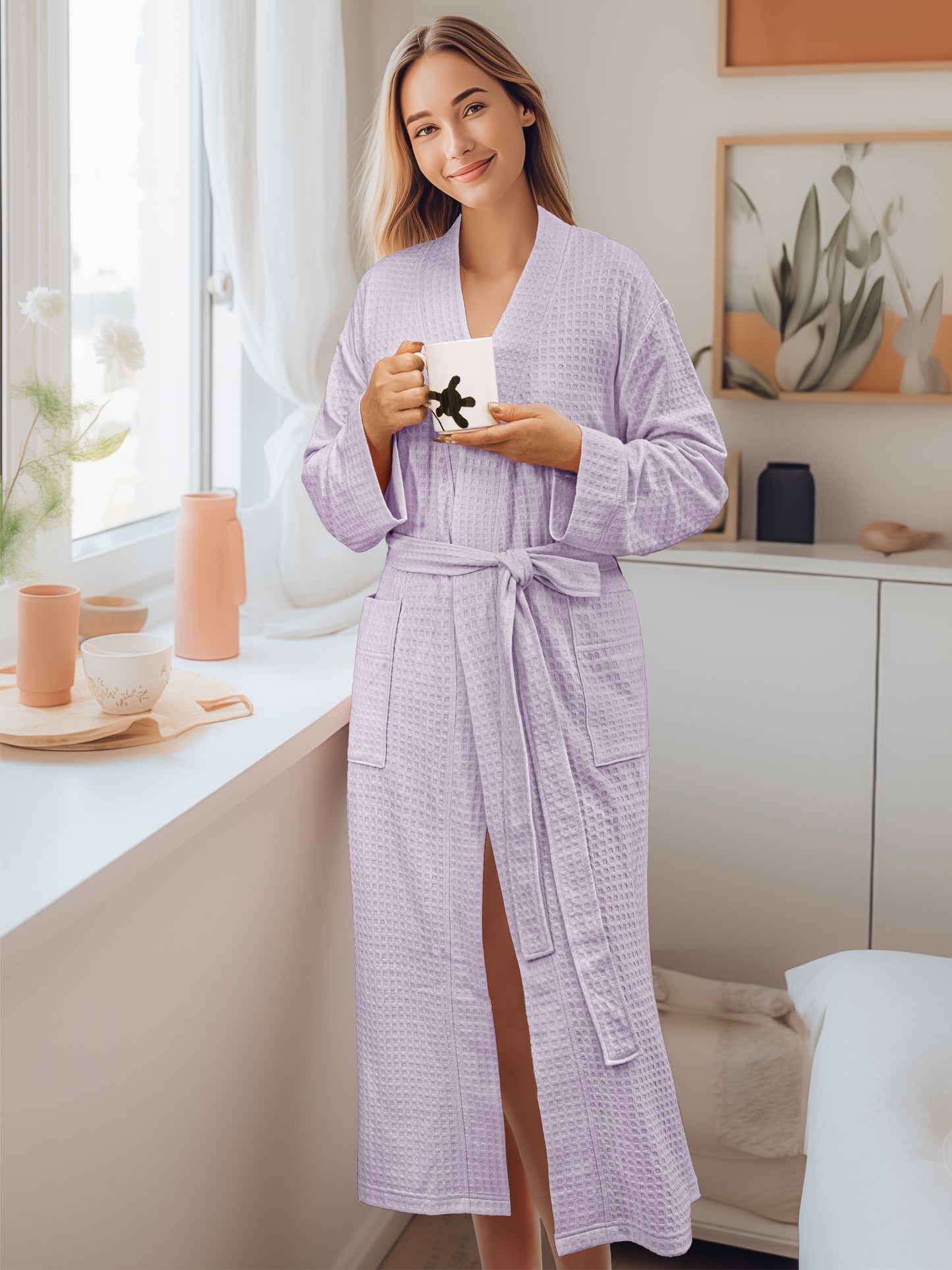 Women's Waffle Texture Knit Robe