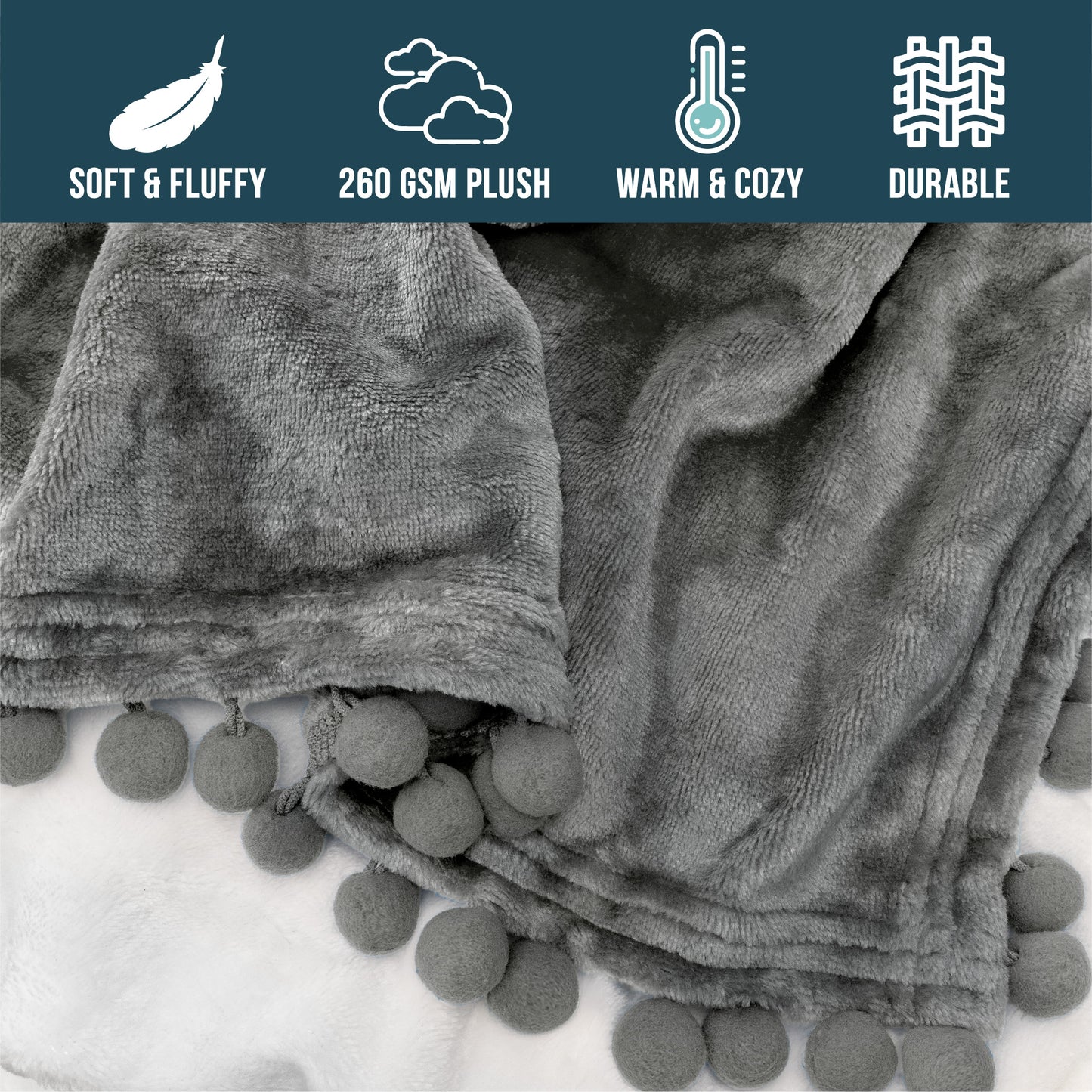 Pom Pom Fringe Throw Blanket
