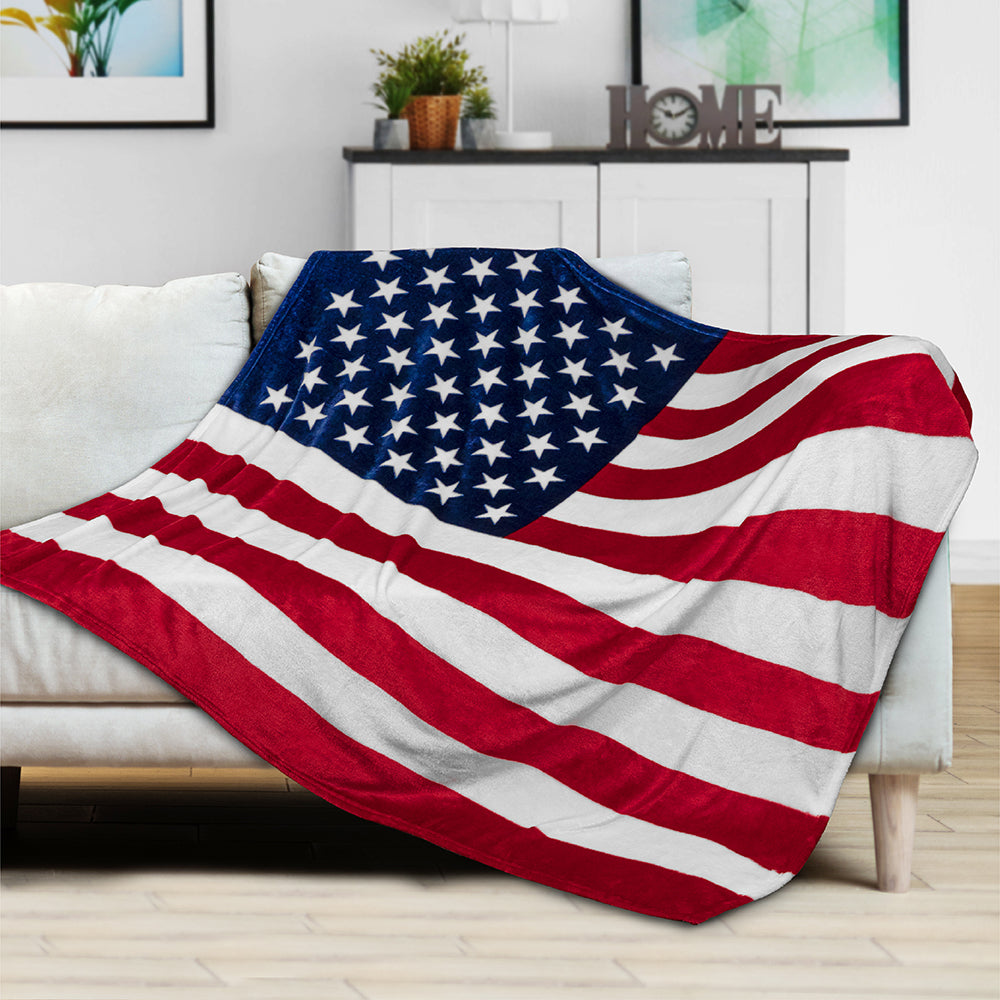 US Flag Patriotic Throw Blanket
