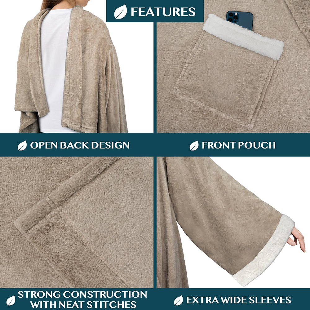 Blanket with Sleeves - Sherpa Trims