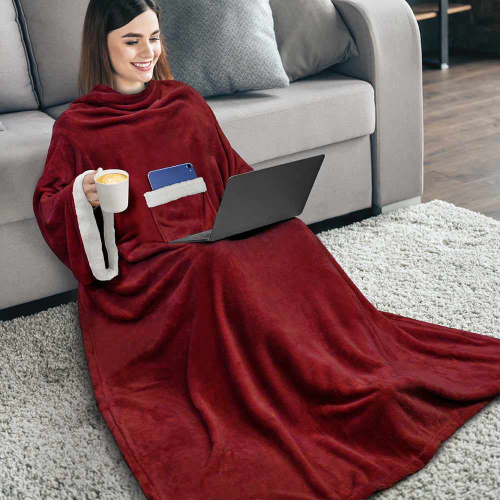 Blanket with Sleeves - Sherpa Trims
