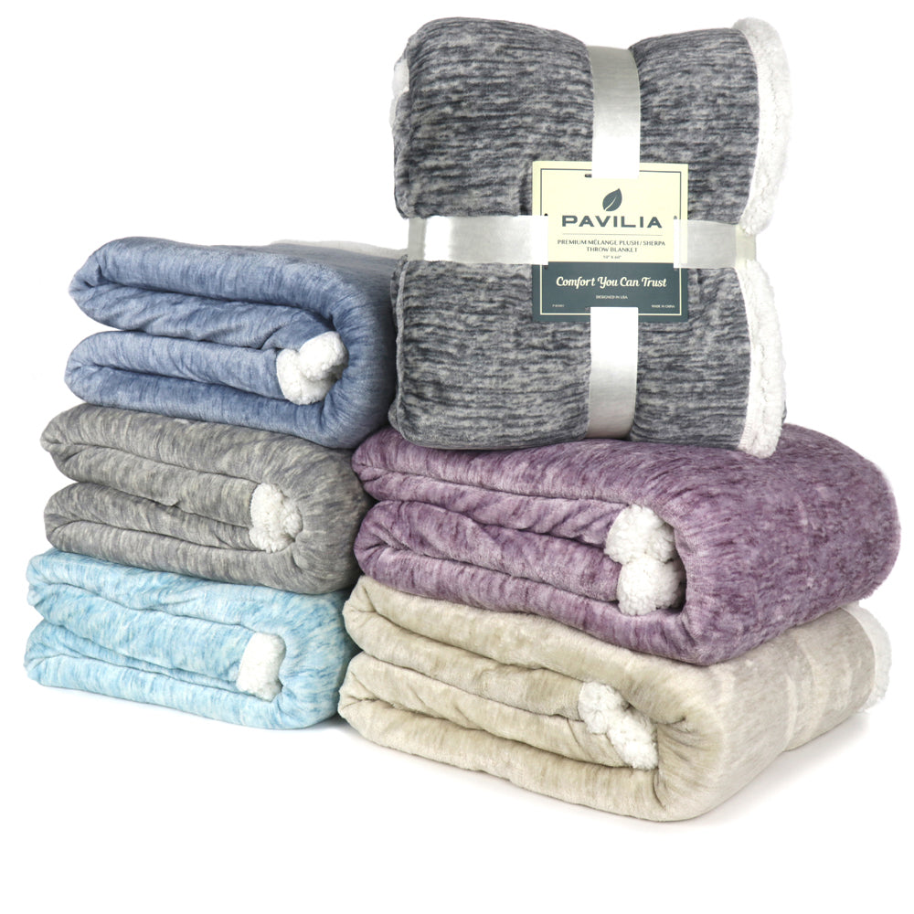Melange Sherpa Fleece Throw Blanket