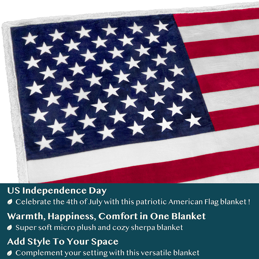 US Flag Patriotic Throw Blanket