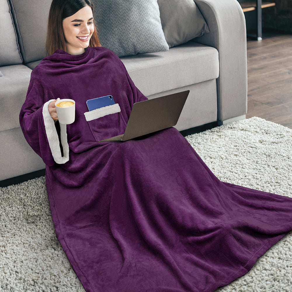 Blanket with Sleeves - Sherpa Trims