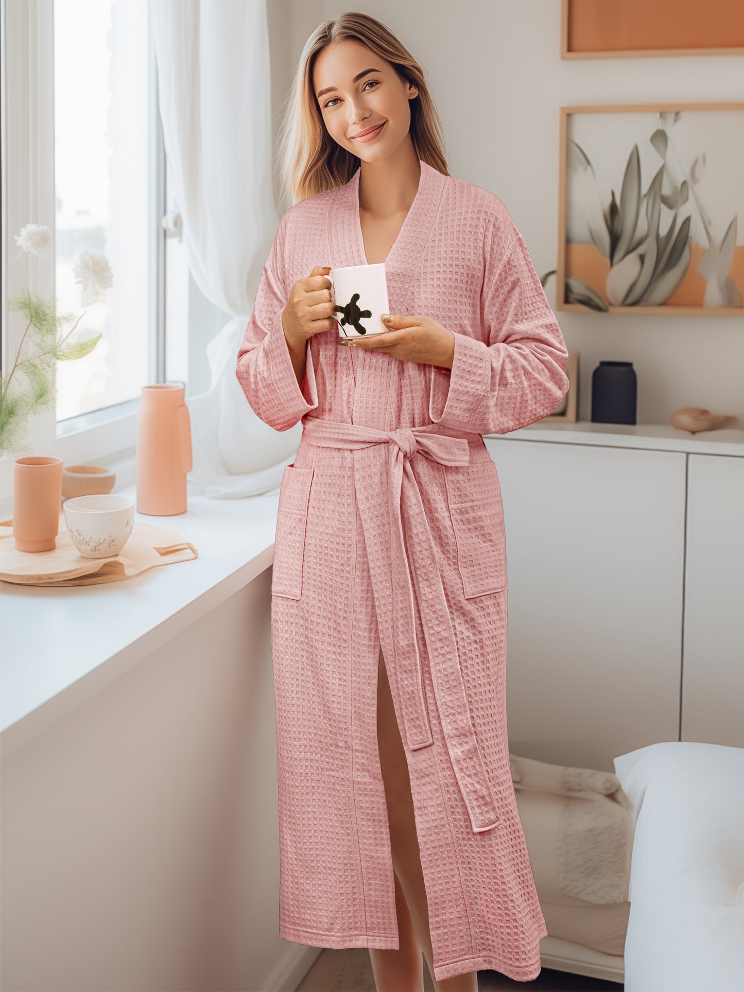 Women's Waffle Texture Knit Robe