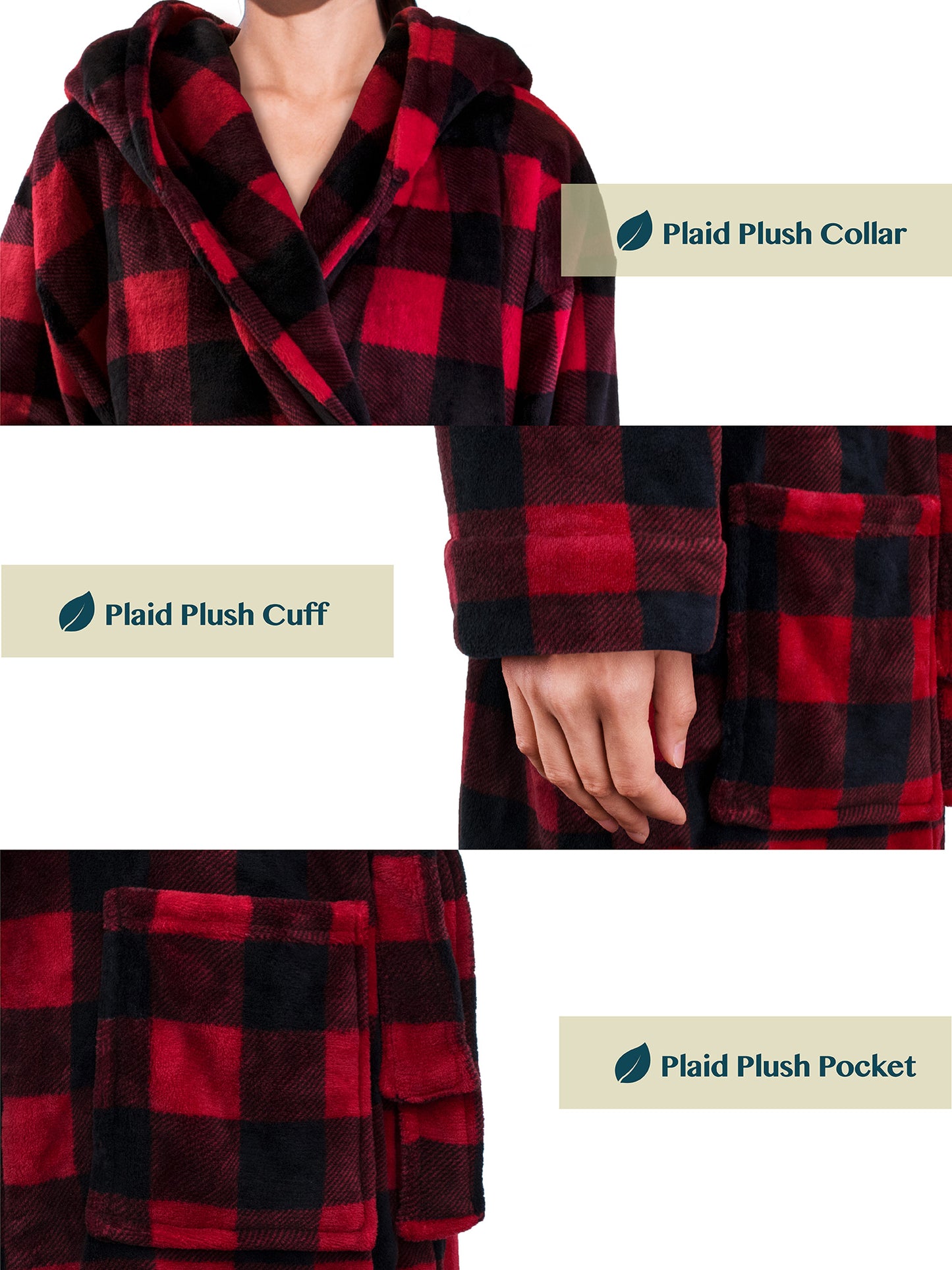 Women's Checkered Robe with Hood