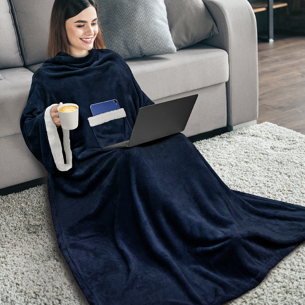 Blanket with Sleeves - Sherpa Trims