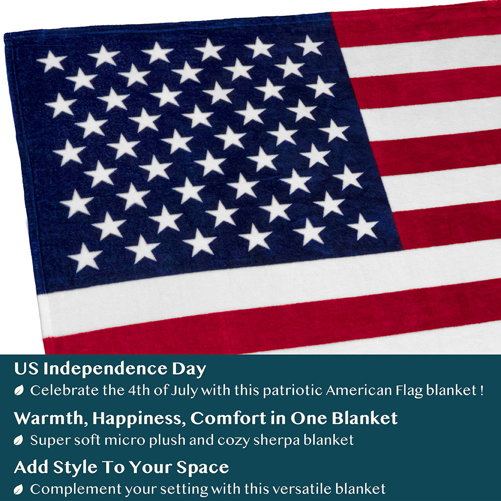 US Flag Patriotic Throw Blanket