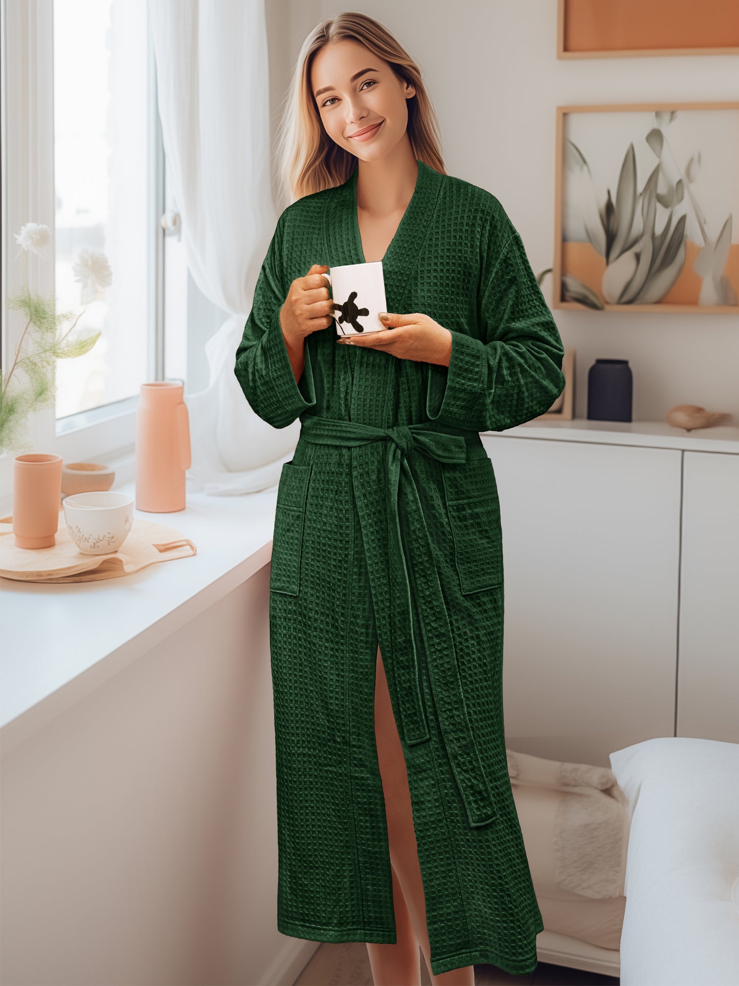 Women's Waffle Texture Knit Robe