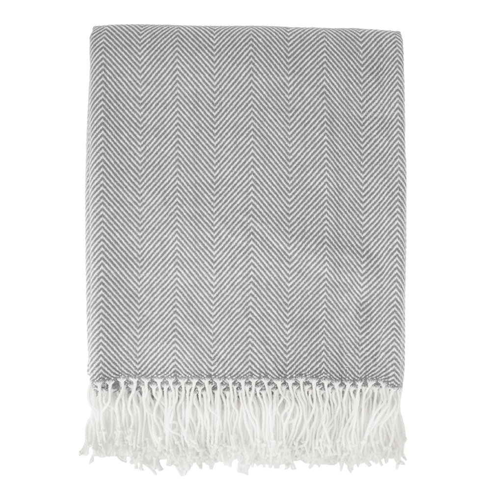 Herringbone Knit Fringe Throw Blanket