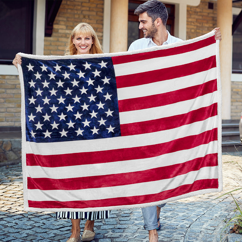 US Flag Patriotic Throw Blanket