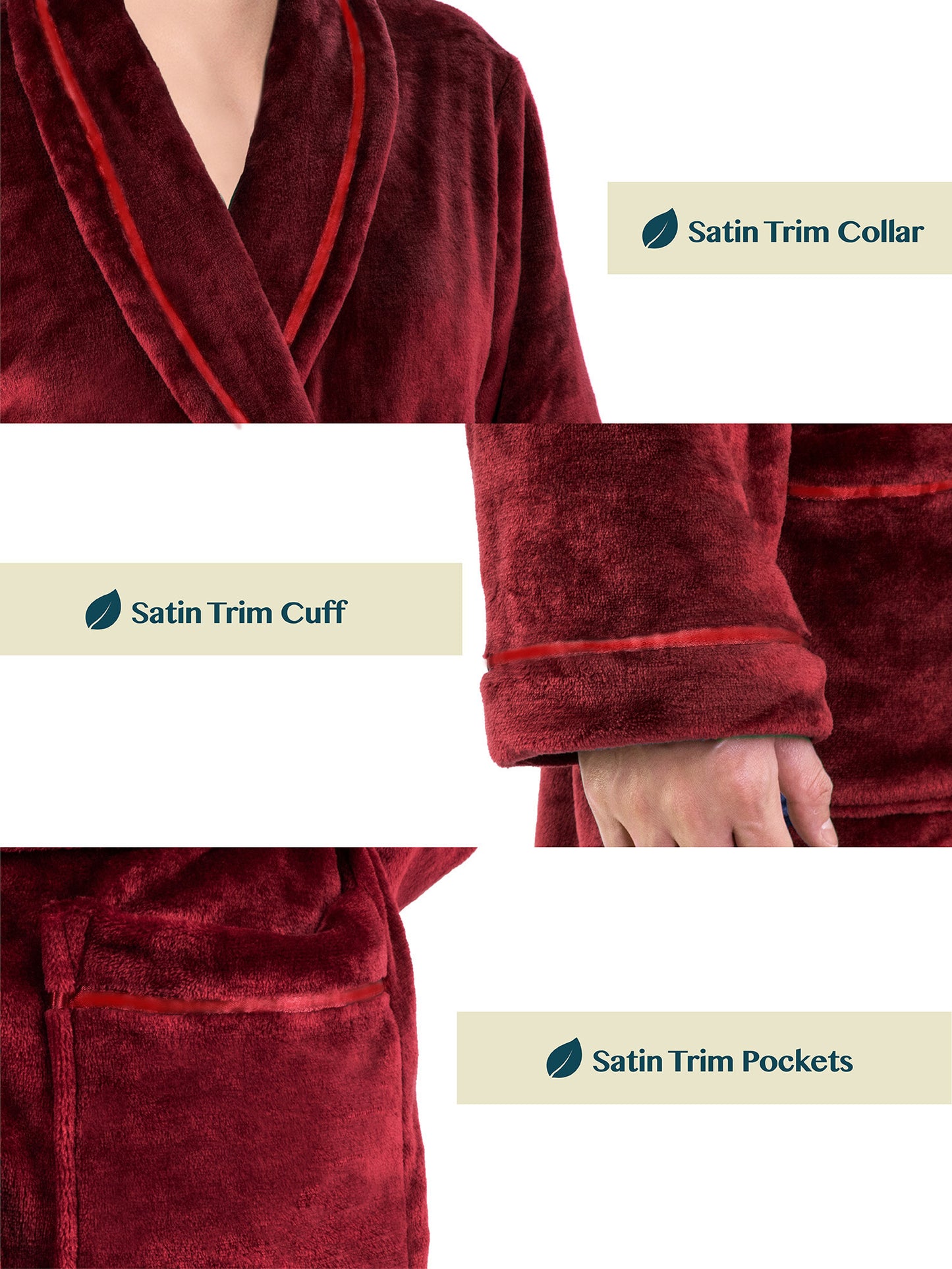 Men's Satin Trim Fleece Robe