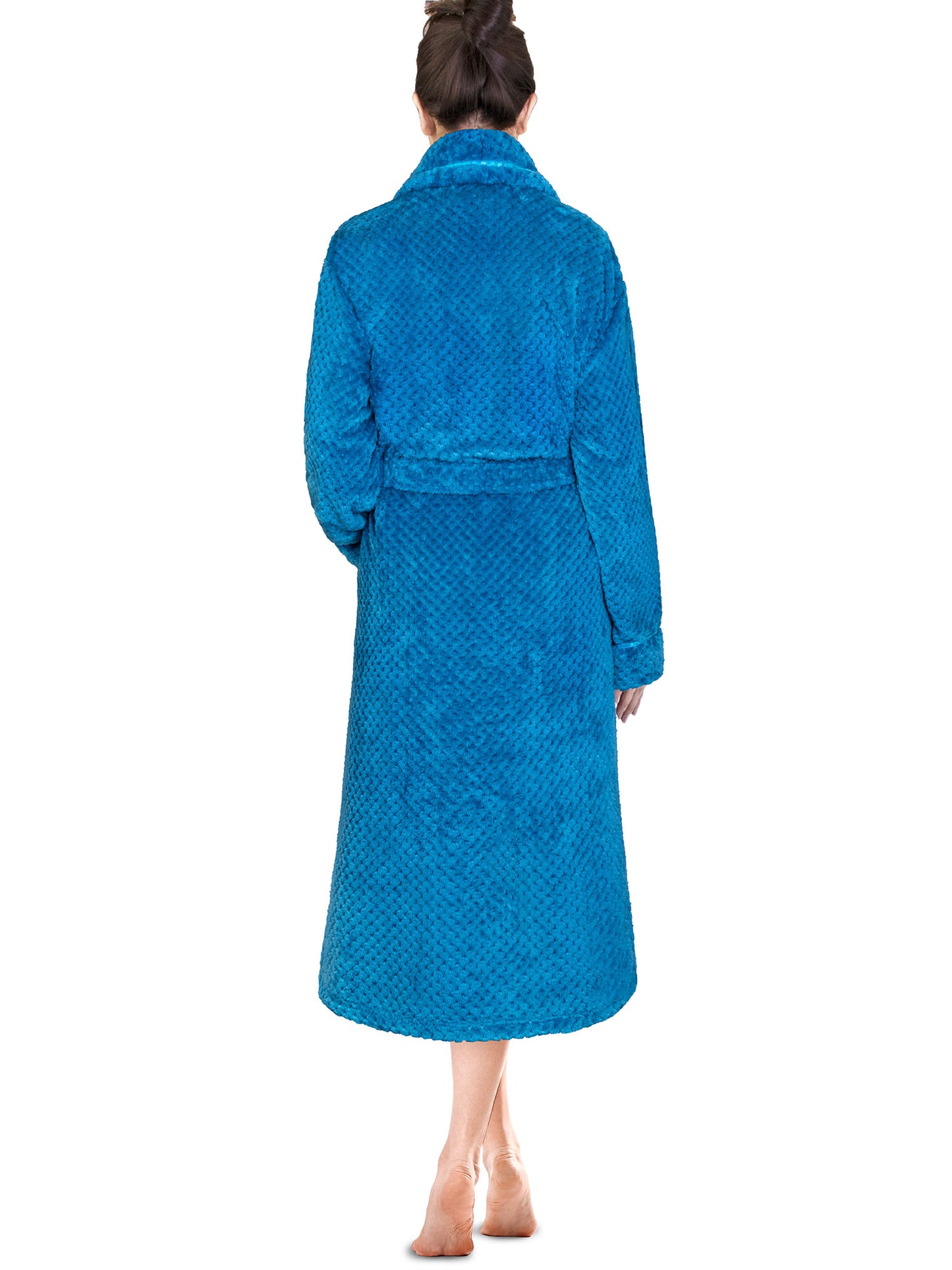 Women's Waffle Textured Satin Trim Fleece Robe
