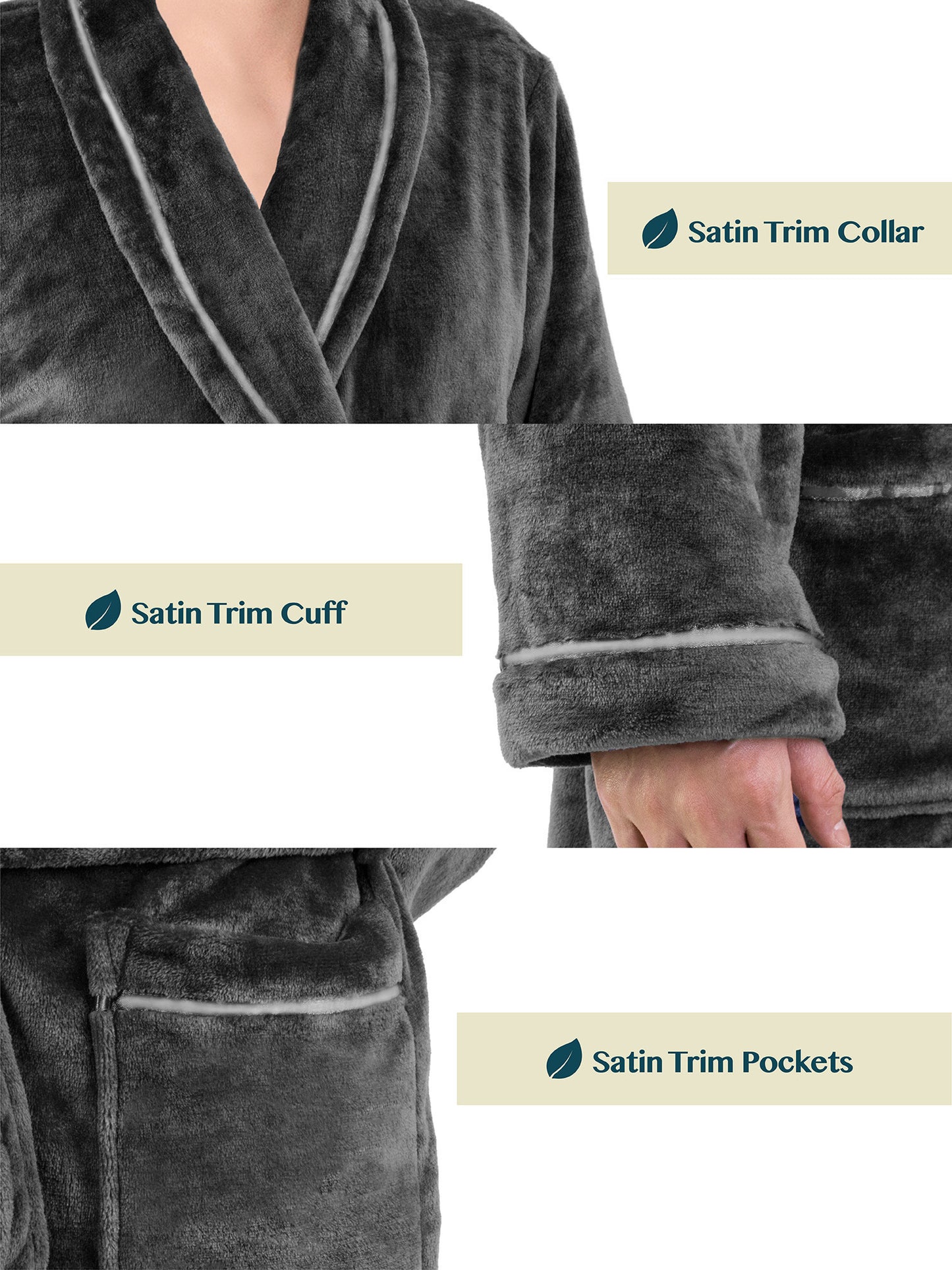 Men's Satin Trim Fleece Robe