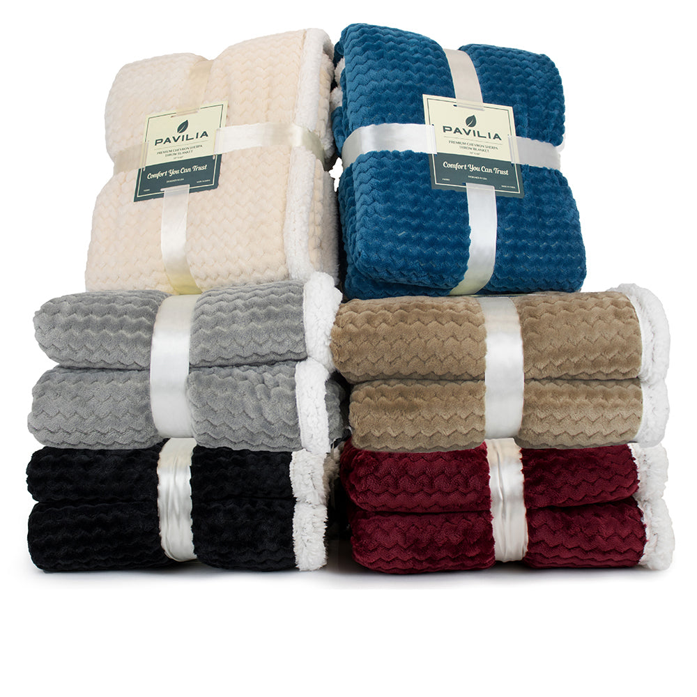 Chevron Sherpa Throw Blanket