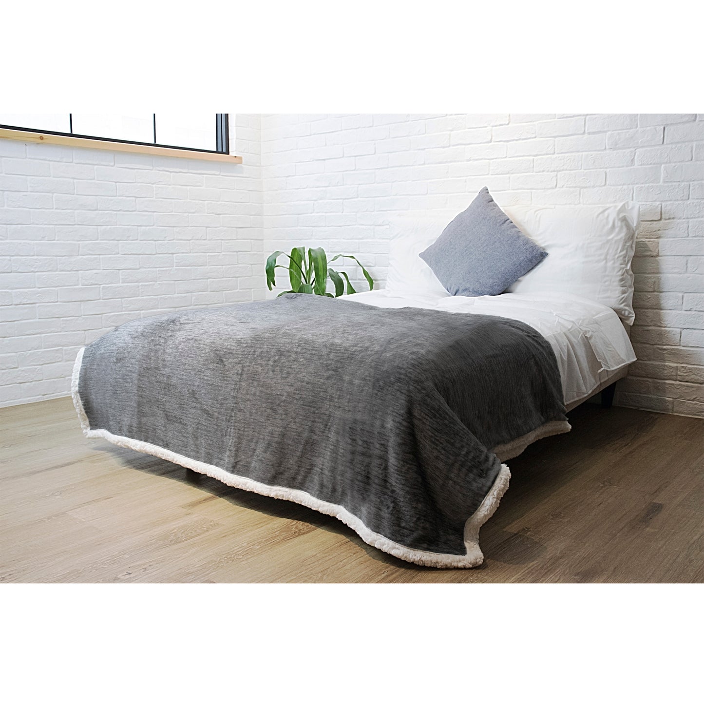 Melange Sherpa Fleece Throw Blanket